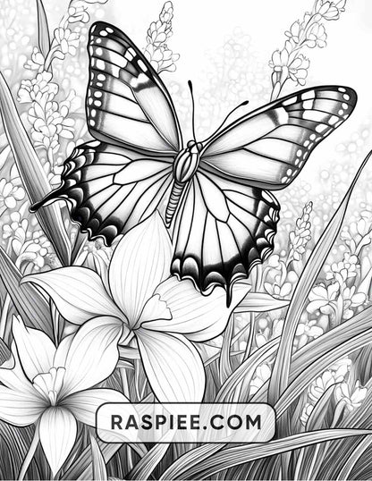 Insects and Flowers Adult Coloring Pages - RASPIEE