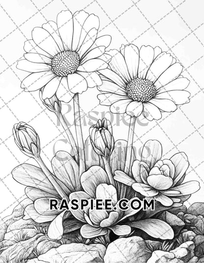 Succulent Blossoms Adult Coloring Pages Printable PDF Instant Download