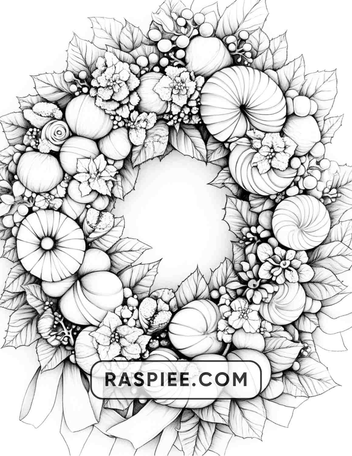 72 Christmas Wreaths Adult Coloring Pages - RASPIEE