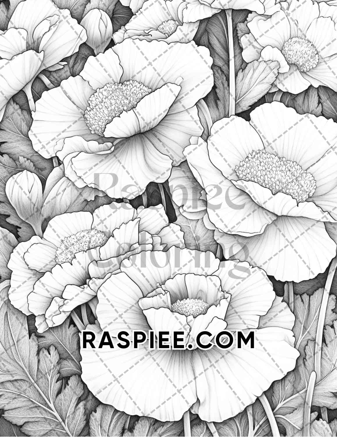 Seasonal Flowers Adult Coloring Pages Printable PDF Instant Download