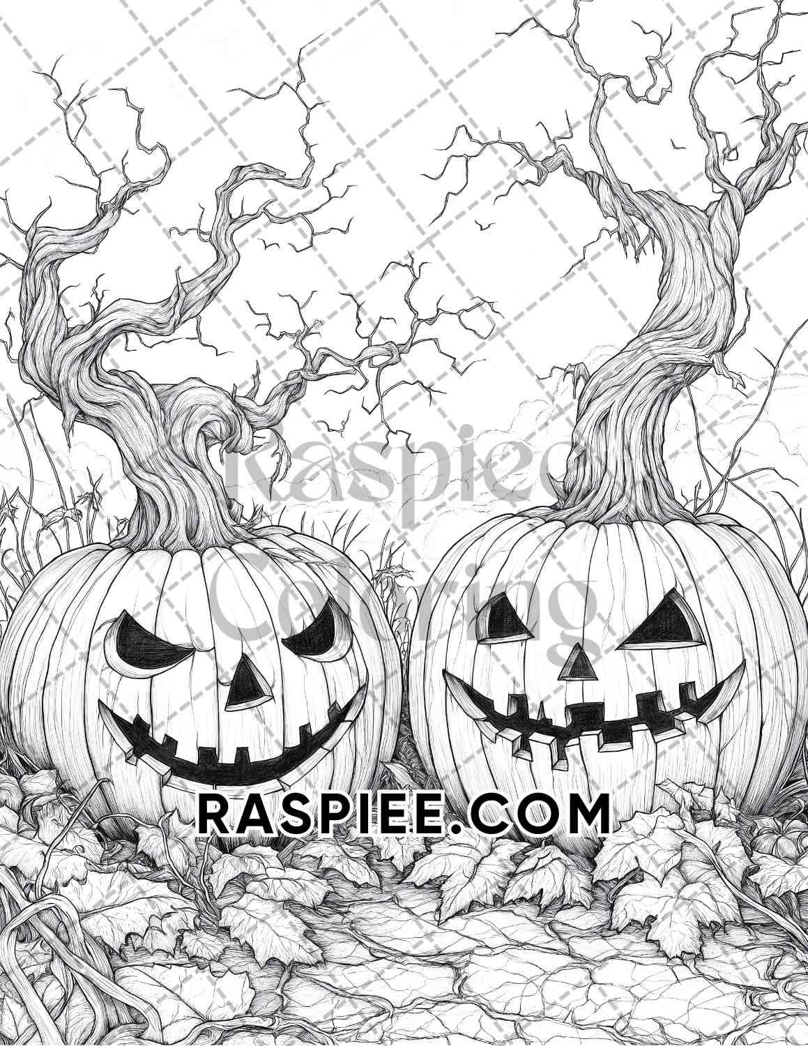 Halloween Surreal Adult Coloring Pages Printable PDF Instant Download - RASPIEE