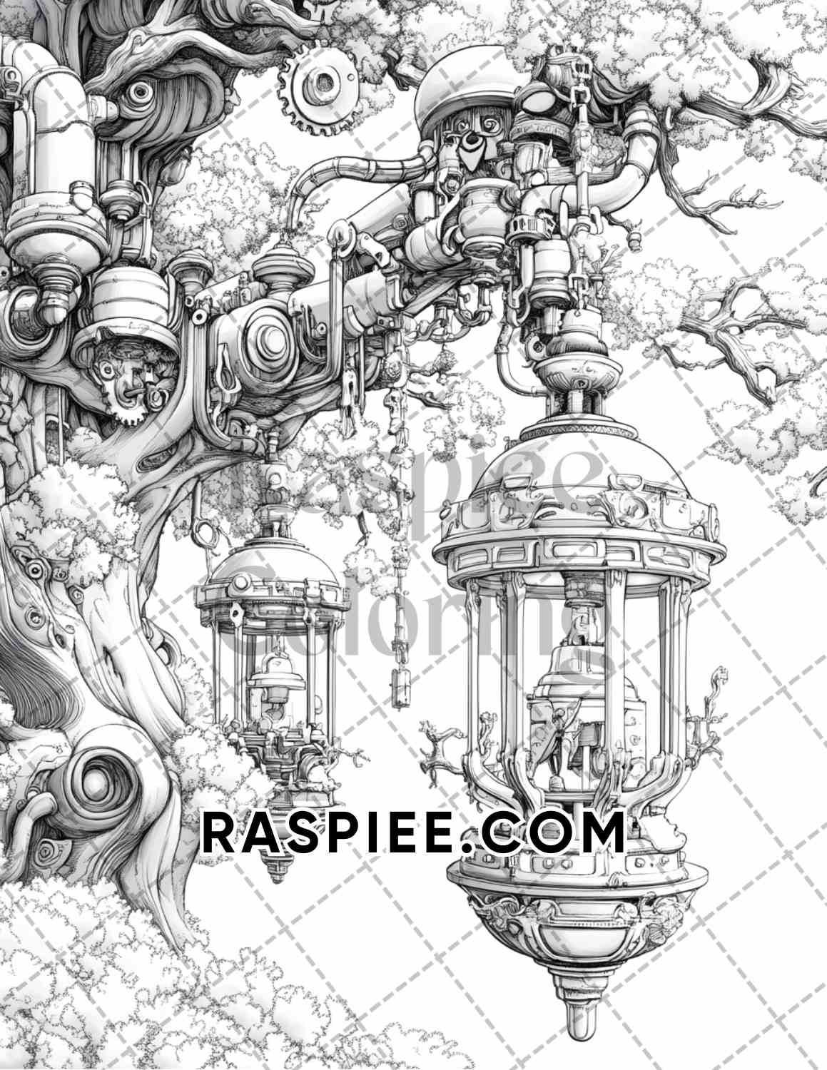 Steampunk Halloween Adult Coloring Pages Printable PDF Instant Download