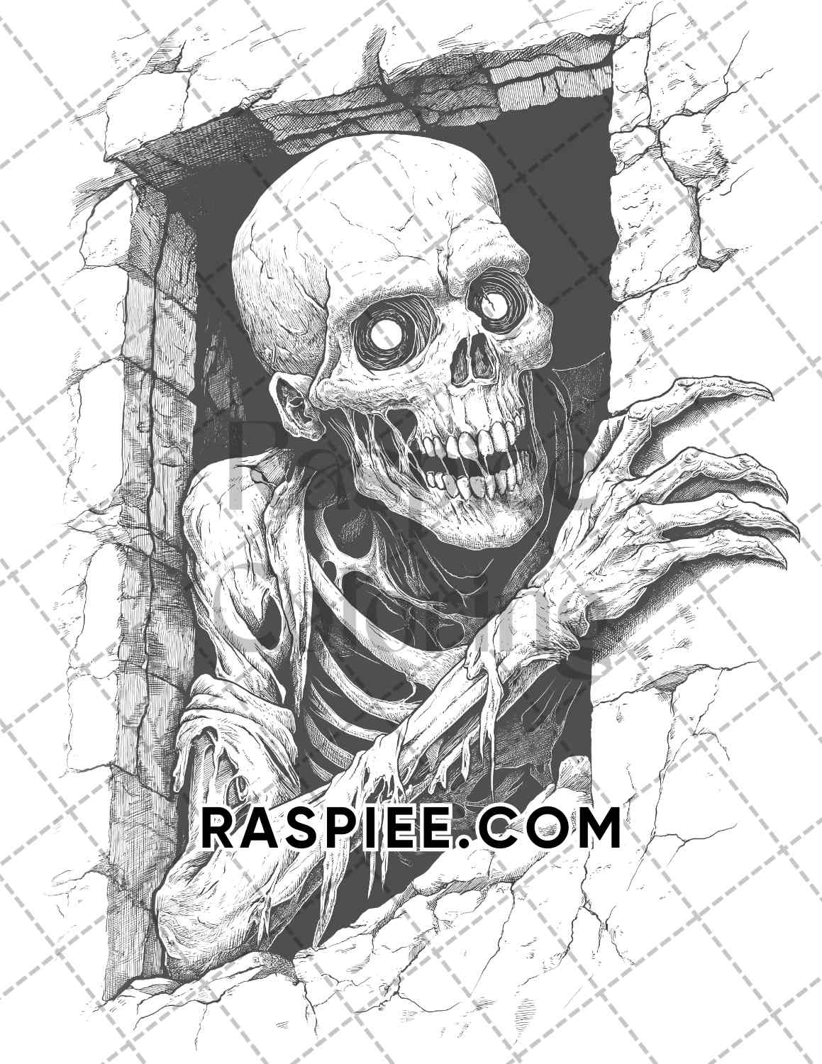 Scary Zombies Halloween Adult Coloring Pages Printable PDF Instant Download