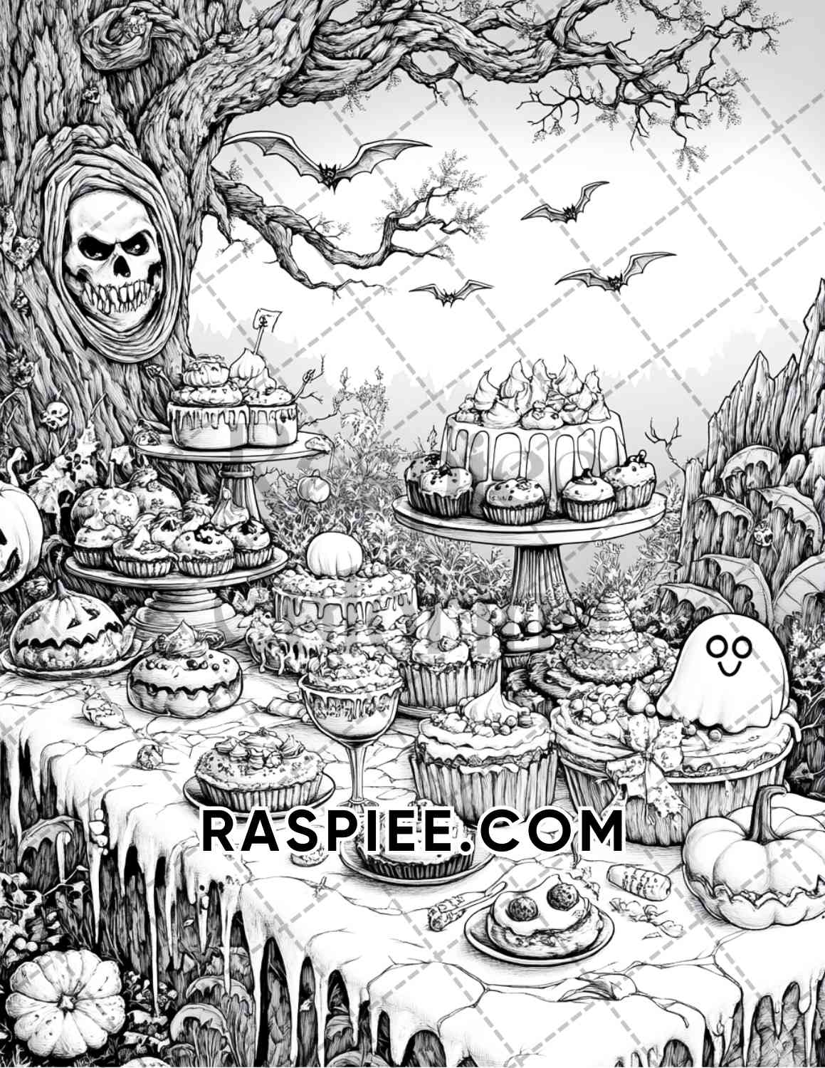 Spooky Desserts Halloween Adult Coloring Pages Printable PDF