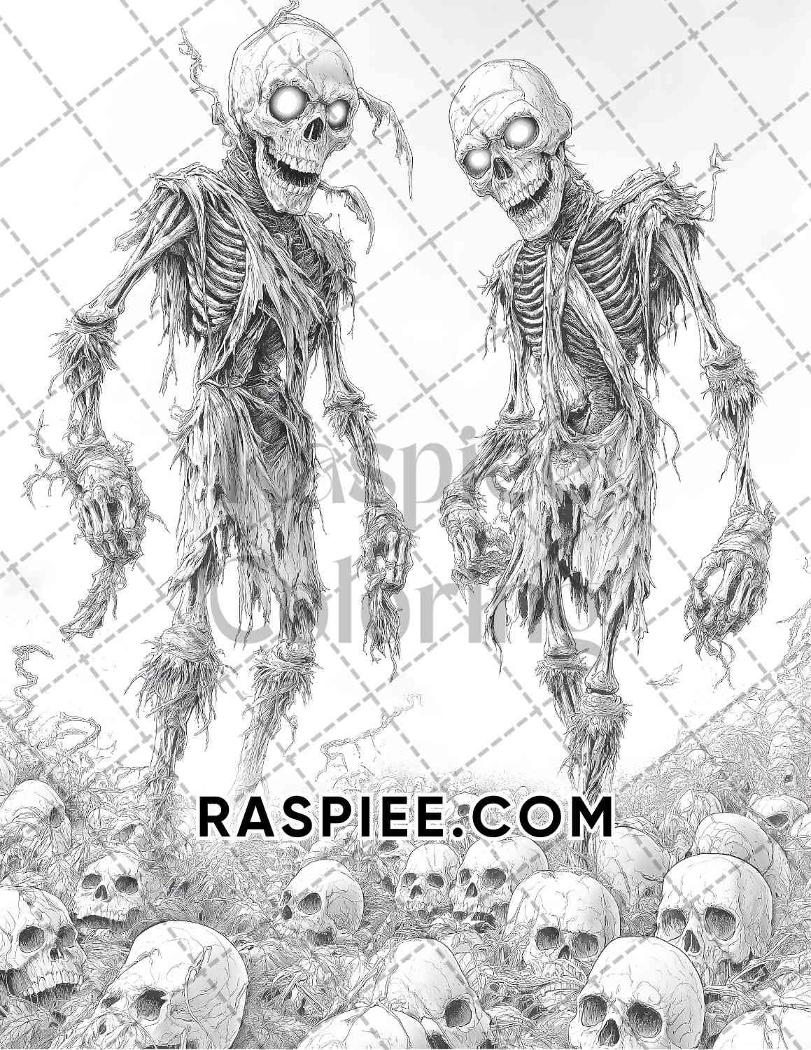 Halloween Surreal Adult Coloring Pages Printable PDF Instant Download - RASPIEE