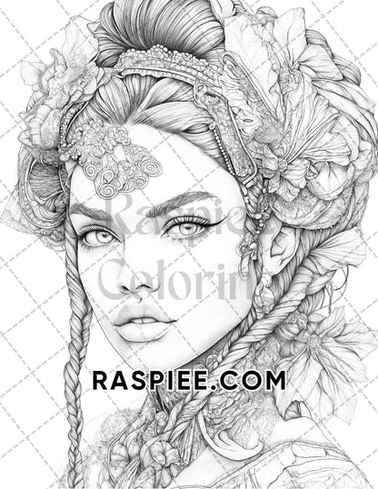 Fairy Beauties Portrait Adult Coloring Pages Printable PDF Instant Download