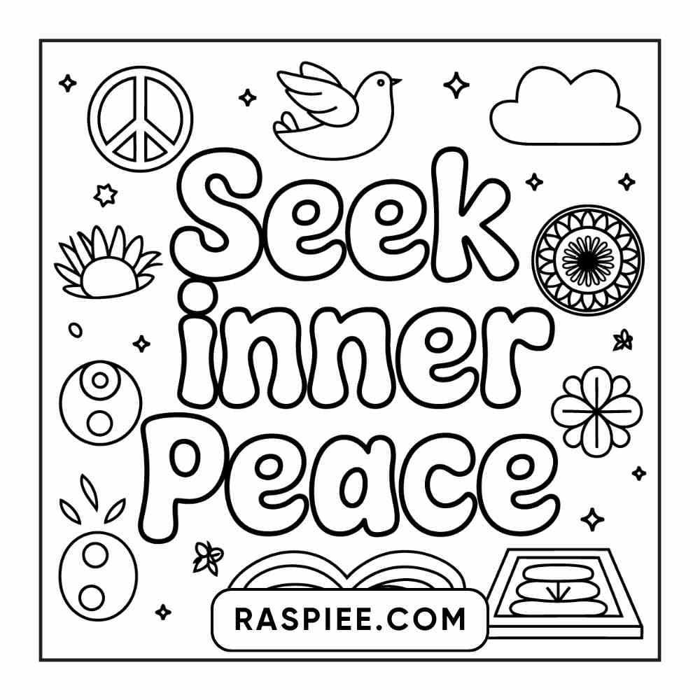 78 Bold and Easy Inspirational Words Coloring Pages Printable PDF Instant Download - RASPIEE