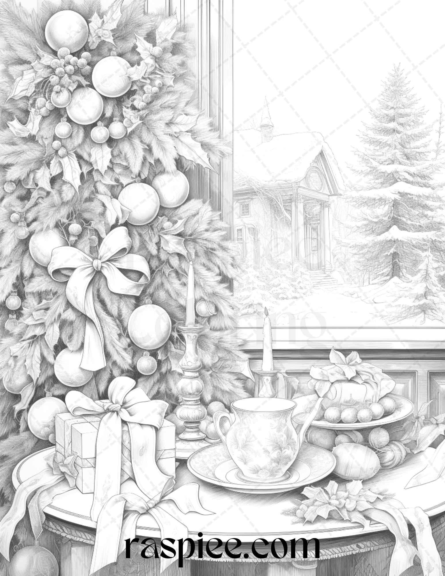 90 Merry Christmas Grayscale Coloring Pages Printable for Adults, PDF – RASPIEE 90-merry-christmas-grayscale-coloring-pages-printable-for-adults-pdf-raspiee