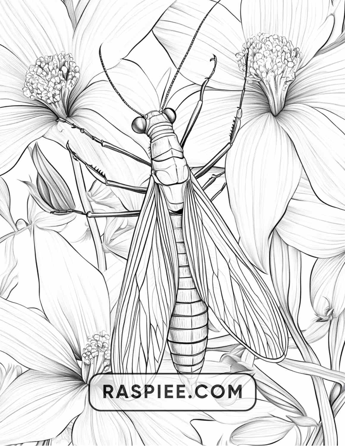 Insects and Flowers Adult Coloring Pages - RASPIEE