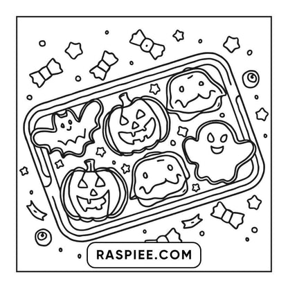 100 Bold and Easy Cute Halloween Coloring Pages Printable PDF Instant Download - RASPIEE