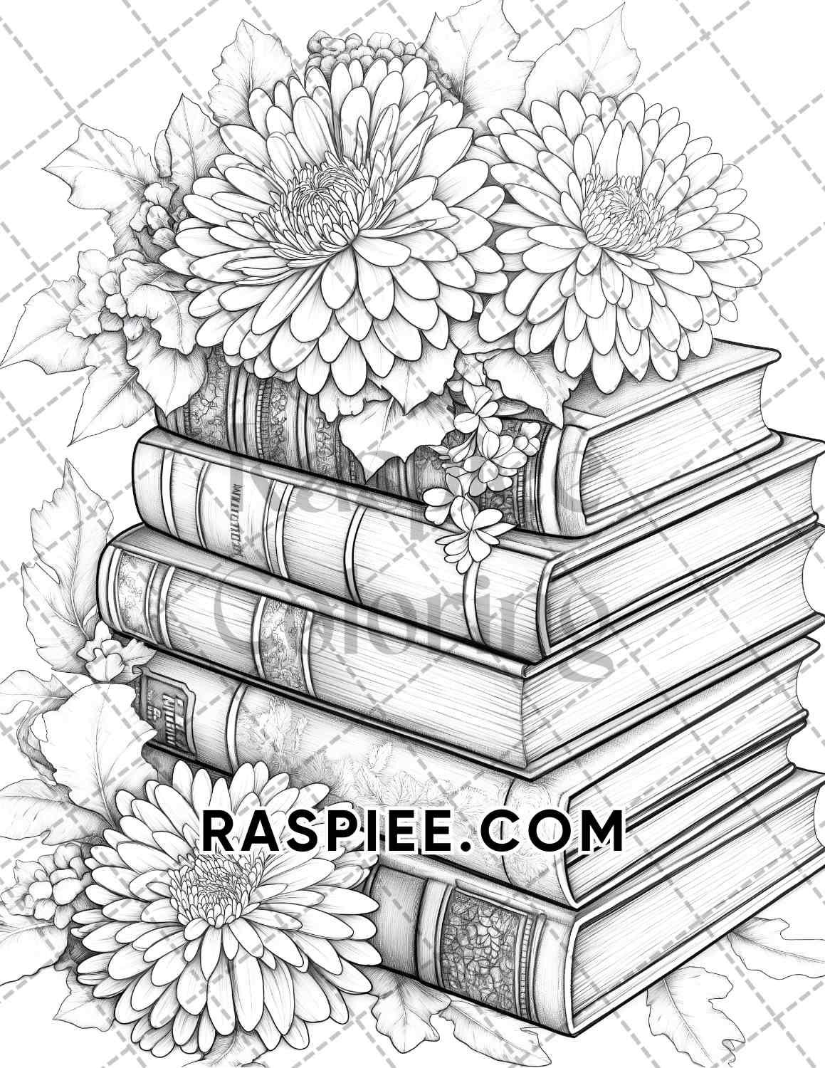 Fall Flowers Adult Coloring Pages Printable PDF Instant Download - RASPIEE