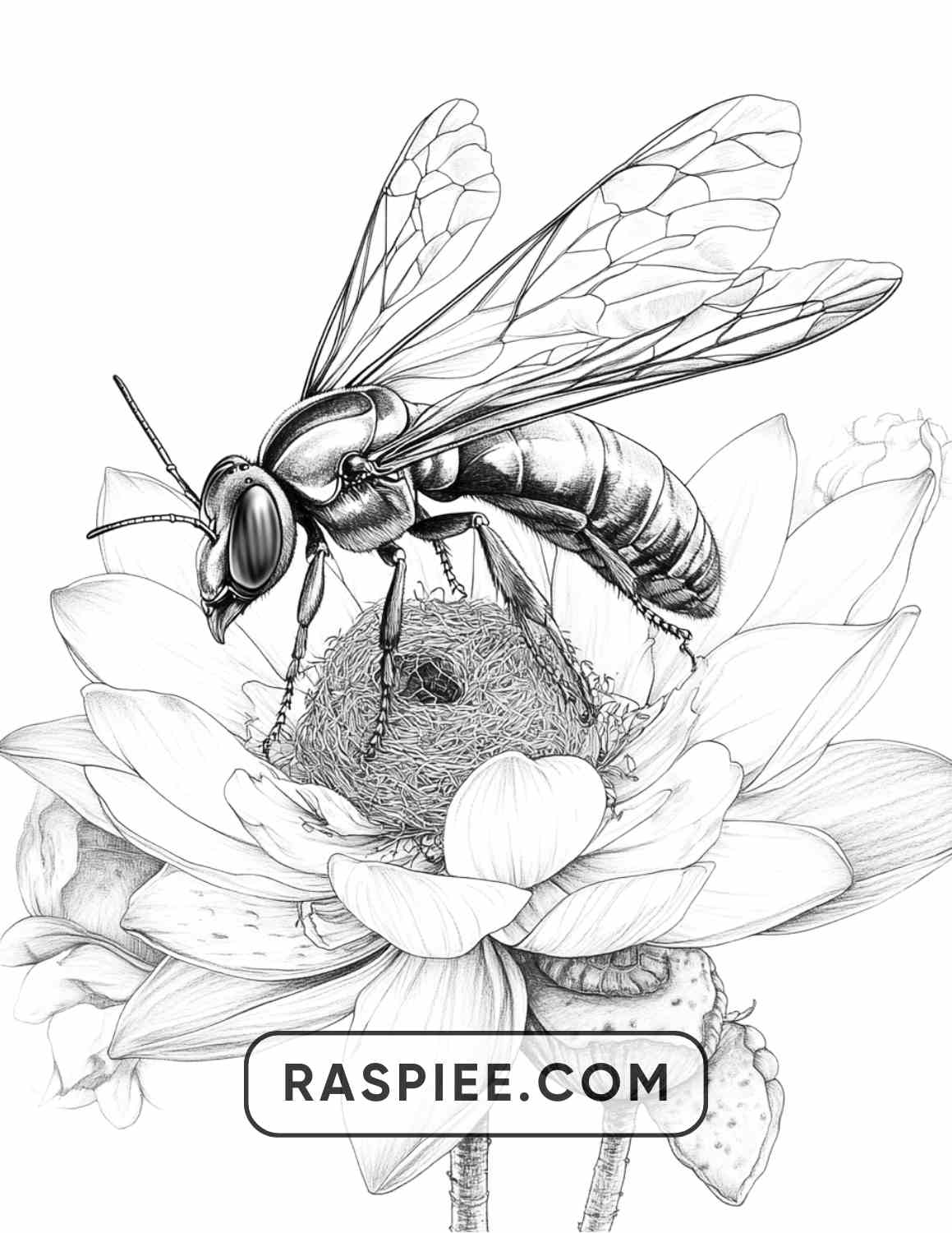 Insects and Flowers Adult Coloring Pages - RASPIEE