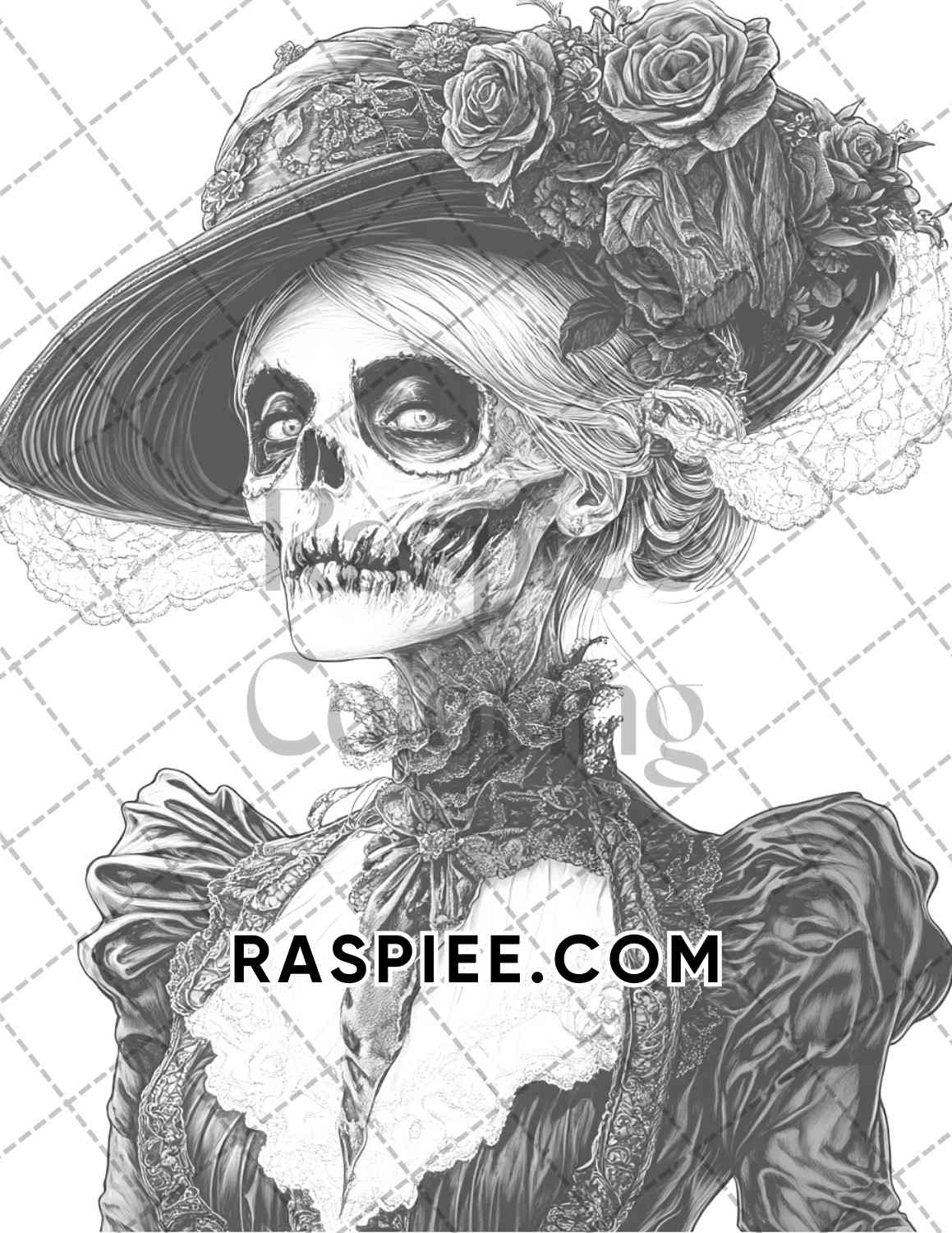 Victorian Zombies Halloween Adult Coloring Pages Printable PDF