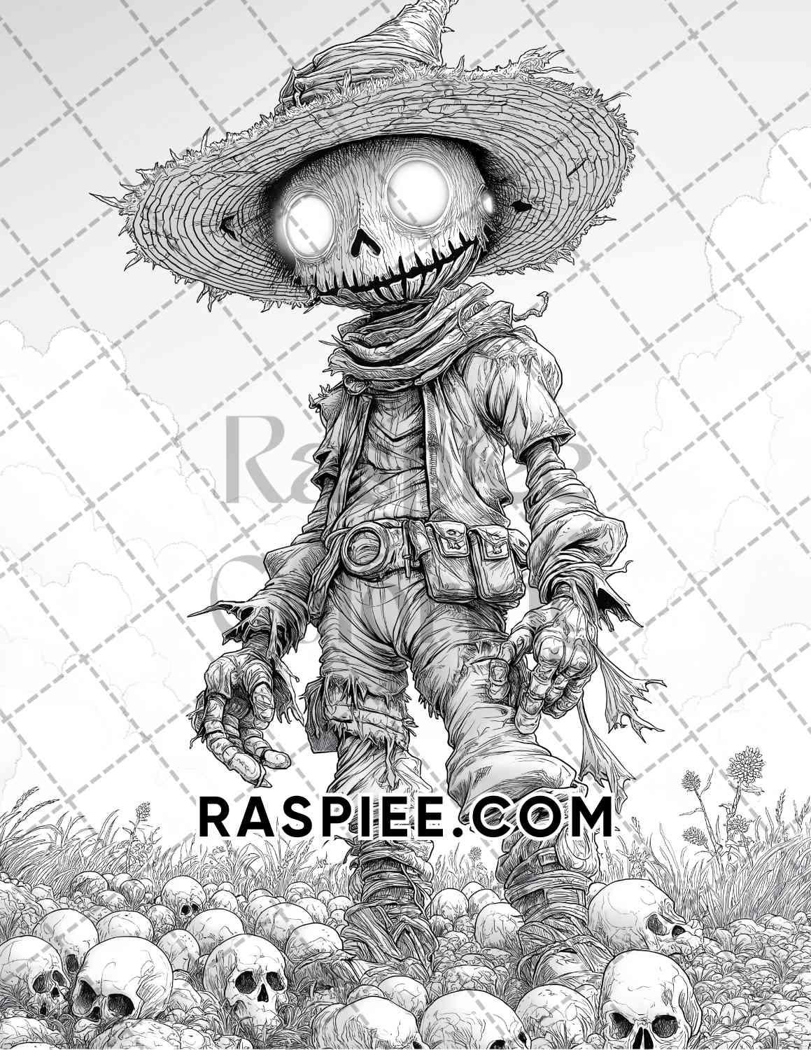 Halloween Surreal Adult Coloring Pages Printable PDF Instant Download - RASPIEE