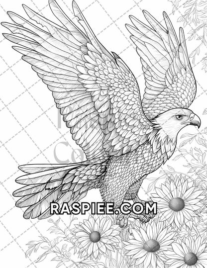 75 Animals in Flowers Grayscale Adult Coloring Pages Printable PDF Instant Download - RASPIEE