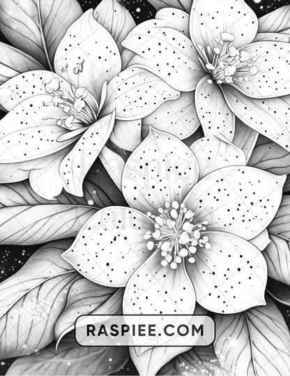 77 Winter Flowers Adult Coloring Pages