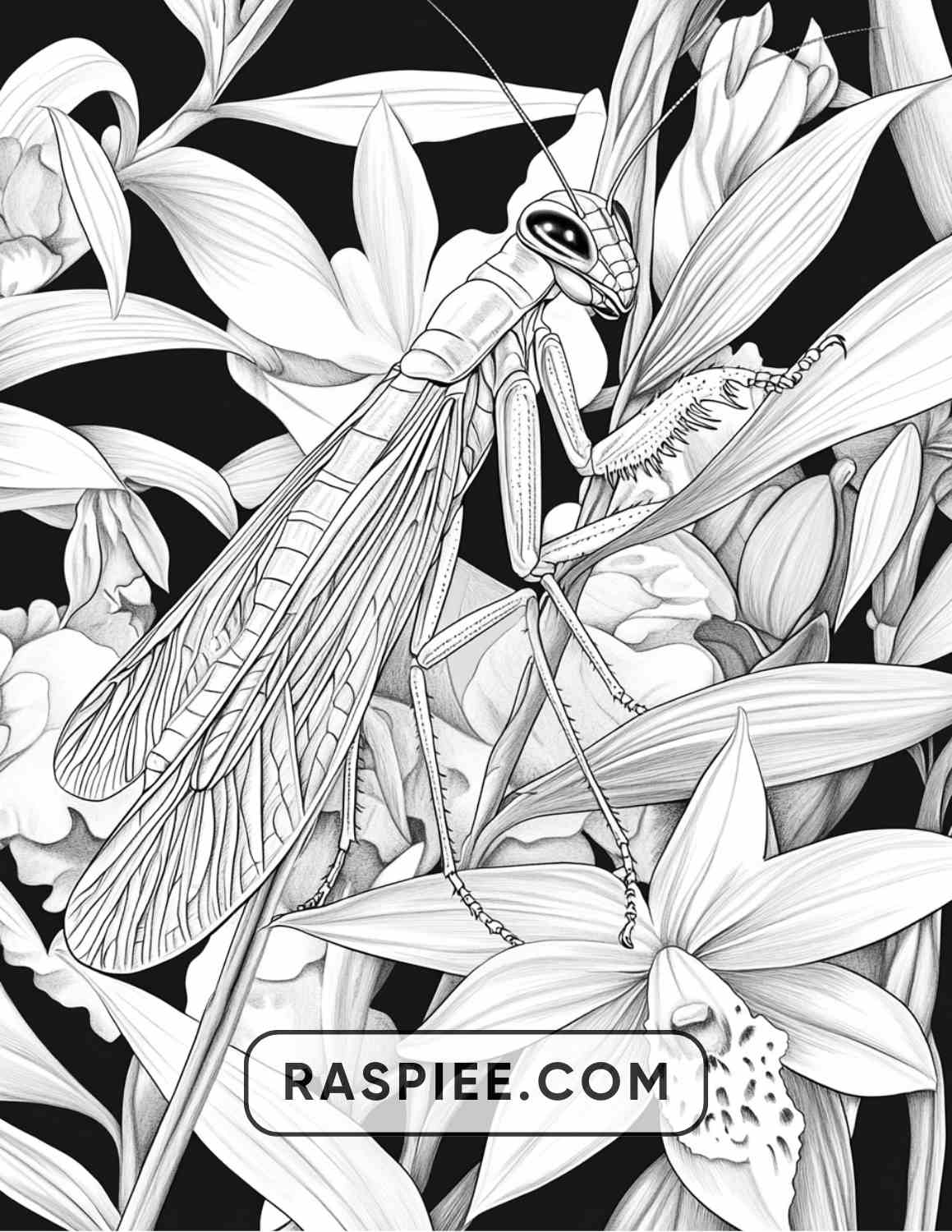 Insects and Flowers Adult Coloring Pages - RASPIEE