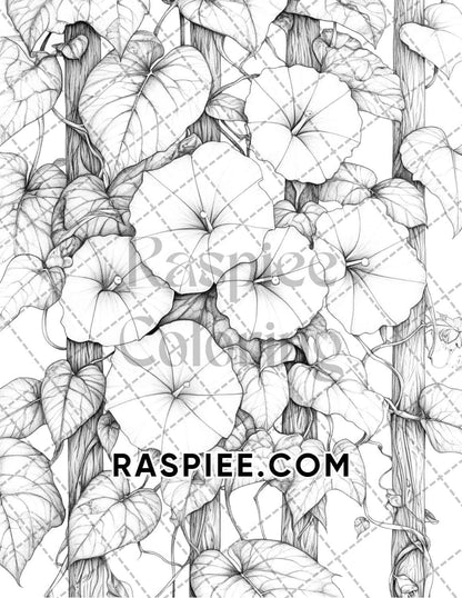 Seasonal Flowers Adult Coloring Pages Printable PDF Instant Download