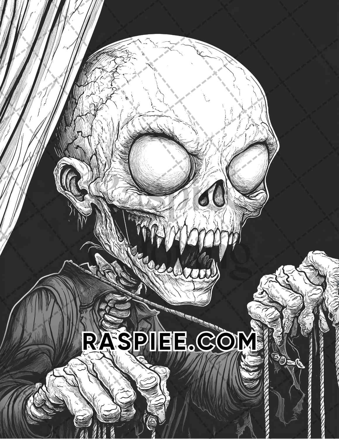 Scary Zombies Halloween Adult Coloring Pages Printable PDF Instant Download