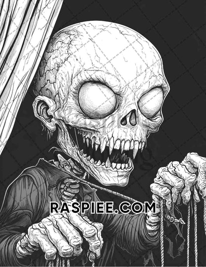 Scary Zombies Halloween Adult Coloring Pages Printable PDF Instant Download