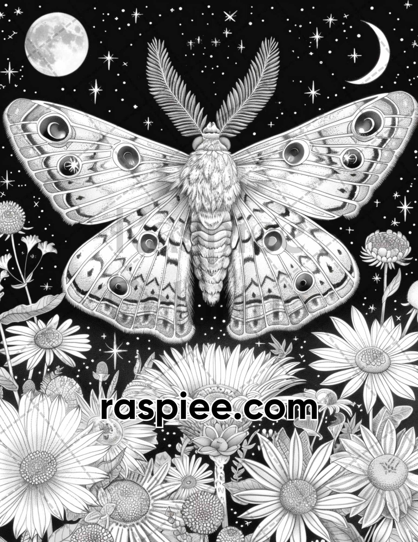 77 Butterflies and Moths Grayscale Adult Coloring Pages, Printable PDF Instant Download - RASPIEE