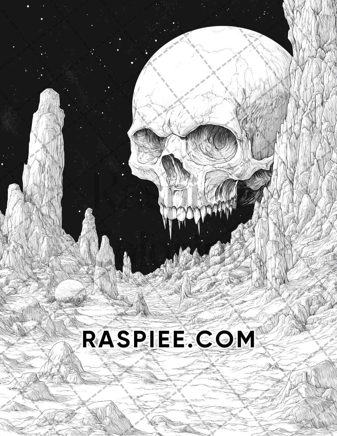 Halloween Surreal Adult Coloring Pages Printable PDF Instant Download - RASPIEE