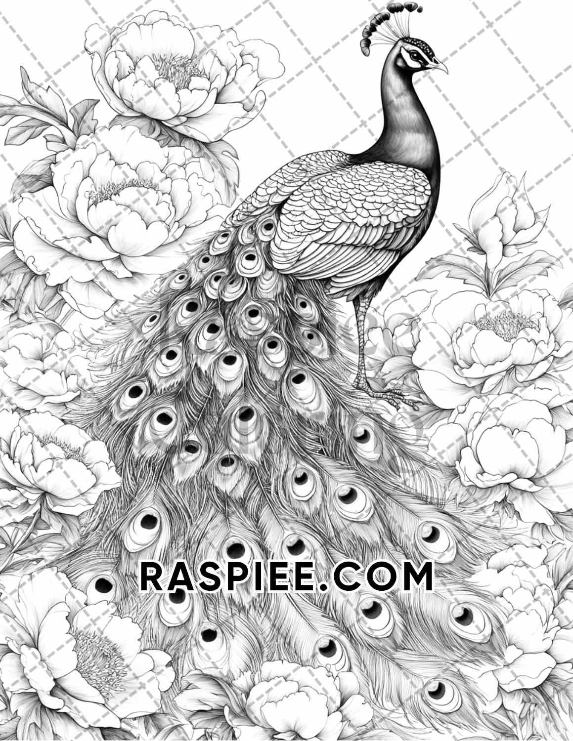 Flowers and Birds Adult Coloring Pages Printable PDF Instant Download - RASPIEE