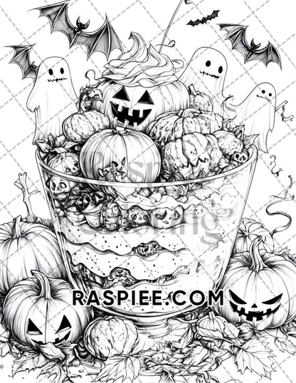 Spooky Desserts Halloween Adult Coloring Pages Printable PDF