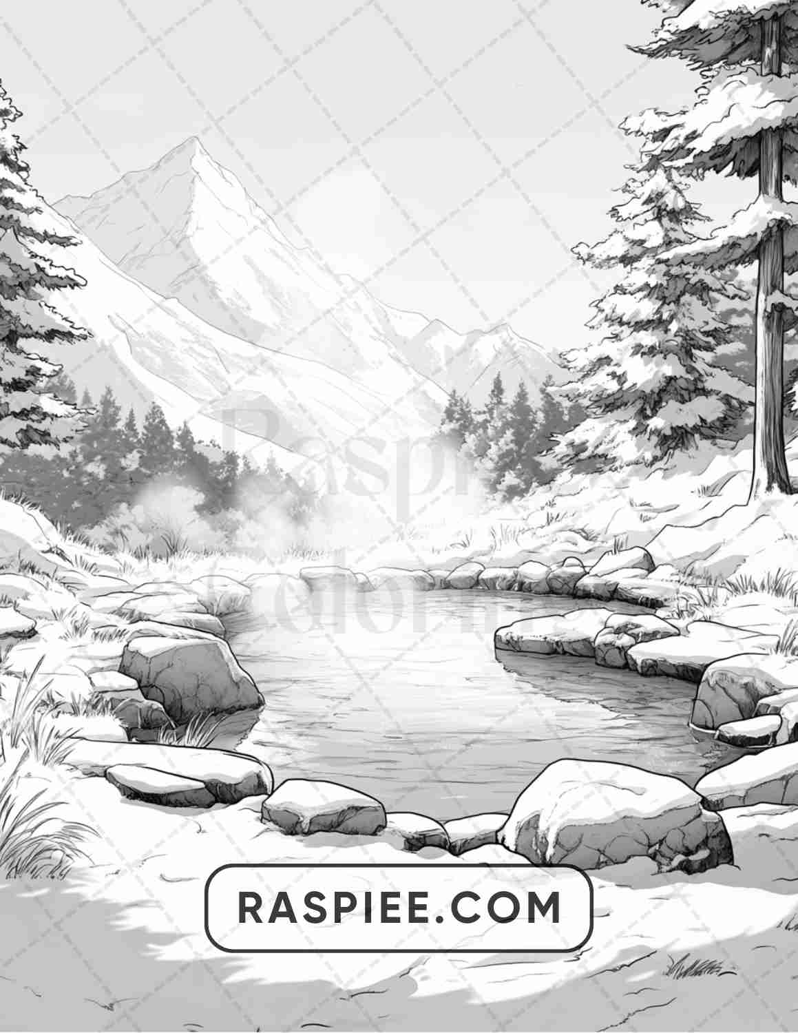 82 Winter Landscapes Adult Coloring Pages - RASPIEE