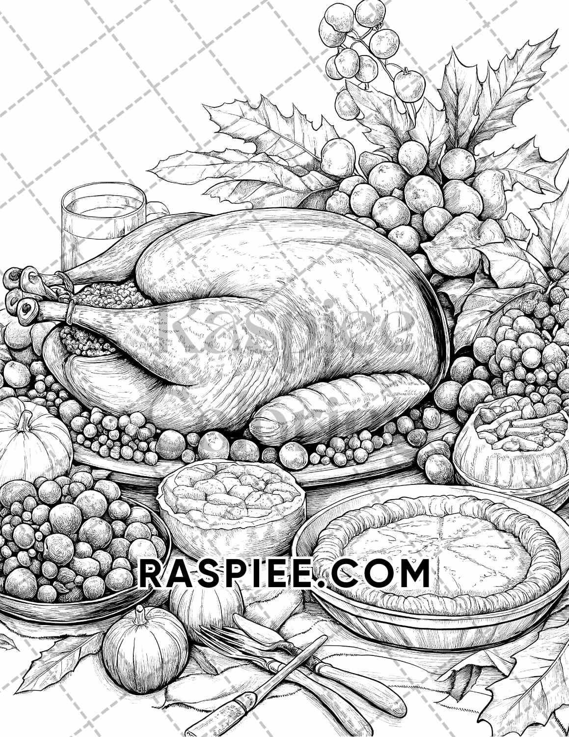 Autumn Charm Adult Coloring Pages Printable PDF Instant Download - RASPIEE