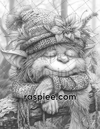 65 Fantasy Little Trolls Grayscale Adult Coloring Pages Printable PDF