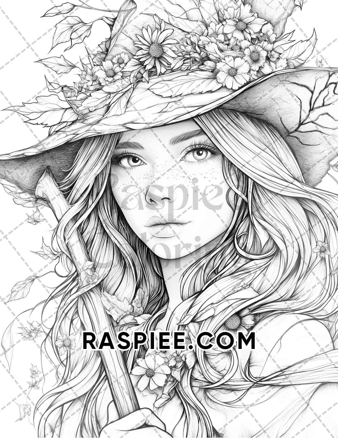 Autumn Beauties Portrait Adult Coloring Pages Printable PDF Instant Download