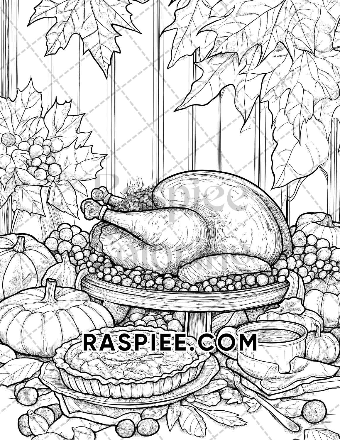 Hello Autumn Adult Coloring Pages Printable PDF Instant Download - RASPIEE