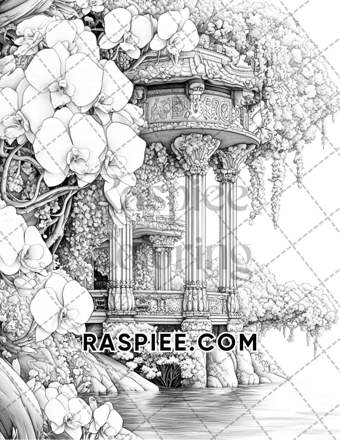 Fantasy Flower Houses Adult Coloring Pages Printable PDF Instant Download