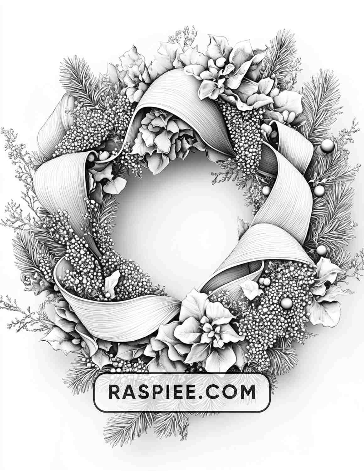 72 Christmas Wreaths Adult Coloring Pages - RASPIEE