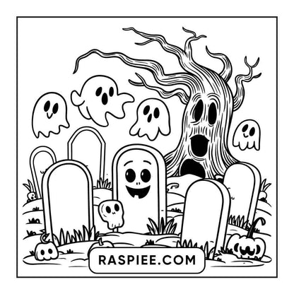 100 Bold and Easy Cute Halloween Coloring Pages Printable PDF Instant Download - RASPIEE