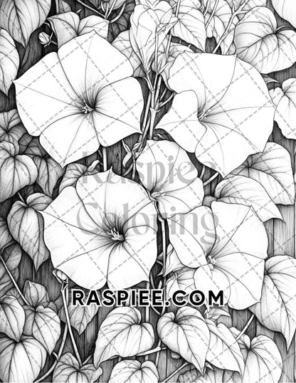 Seasonal Flowers Adult Coloring Pages Printable PDF Instant Download