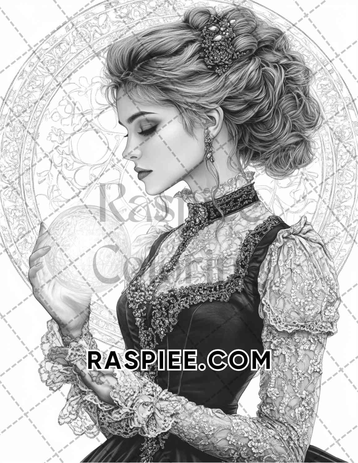 Enchanted Witches Adult Coloring Pages Printable PDF Instant Download - RASPIEE