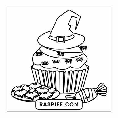 100 Bold Easy Spooky Food & Drinks Coloring Pages Printable PDF Instant Download - RASPIEE