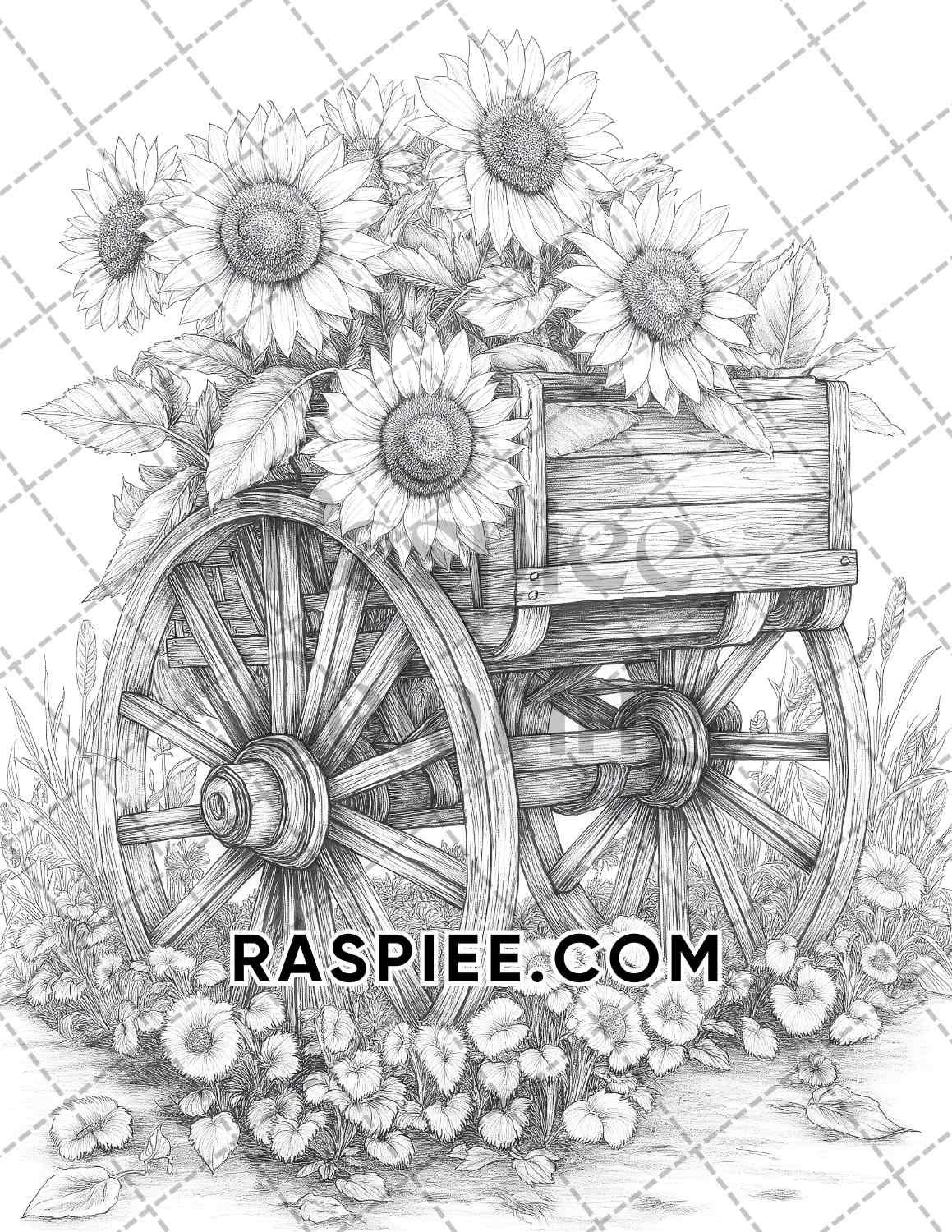 Fall Flowers Adult Coloring Pages Printable PDF Instant Download - RASPIEE