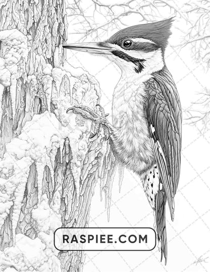 80 Winter Birds Adult Coloring Pages