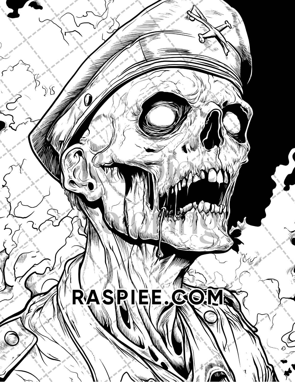 Scary Zombies Halloween Adult Coloring Pages Printable PDF Instant Download