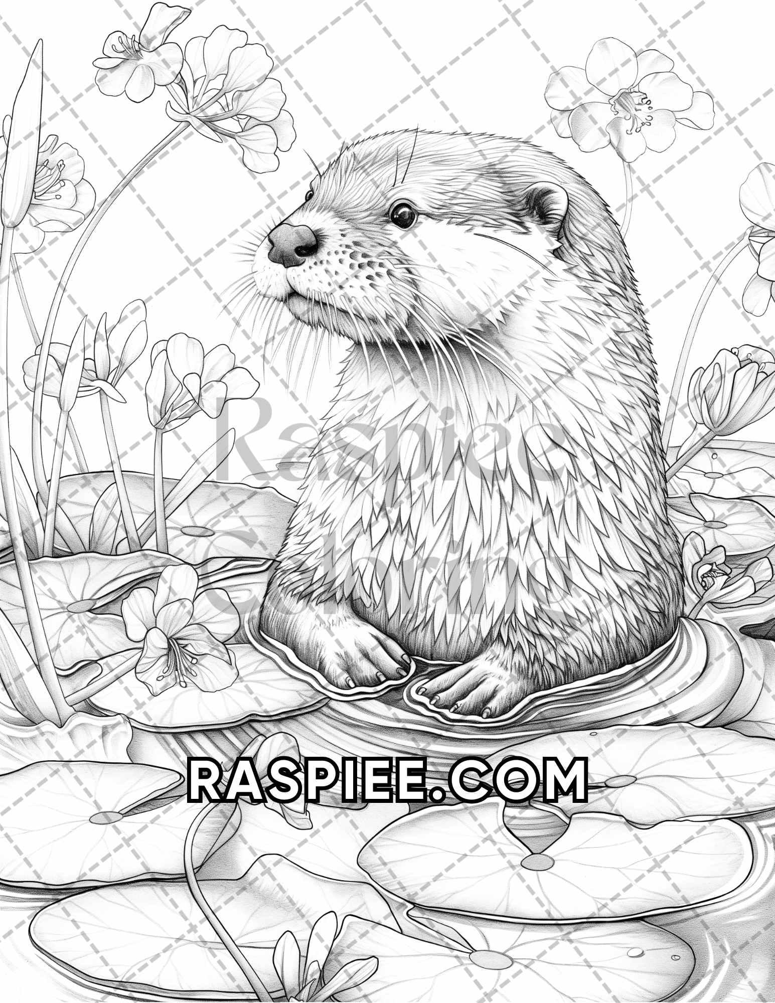 75 Animals in Flowers Grayscale Adult Coloring Pages Printable PDF Instant Download - RASPIEE