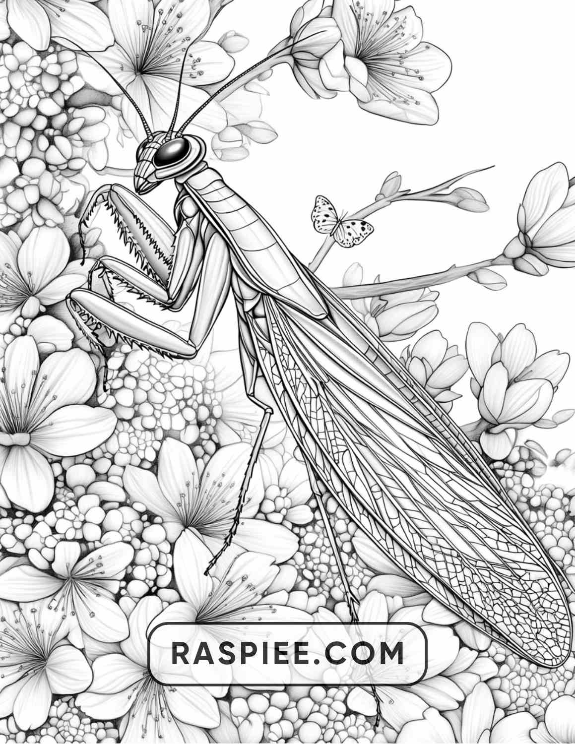 Insects and Flowers Adult Coloring Pages - RASPIEE