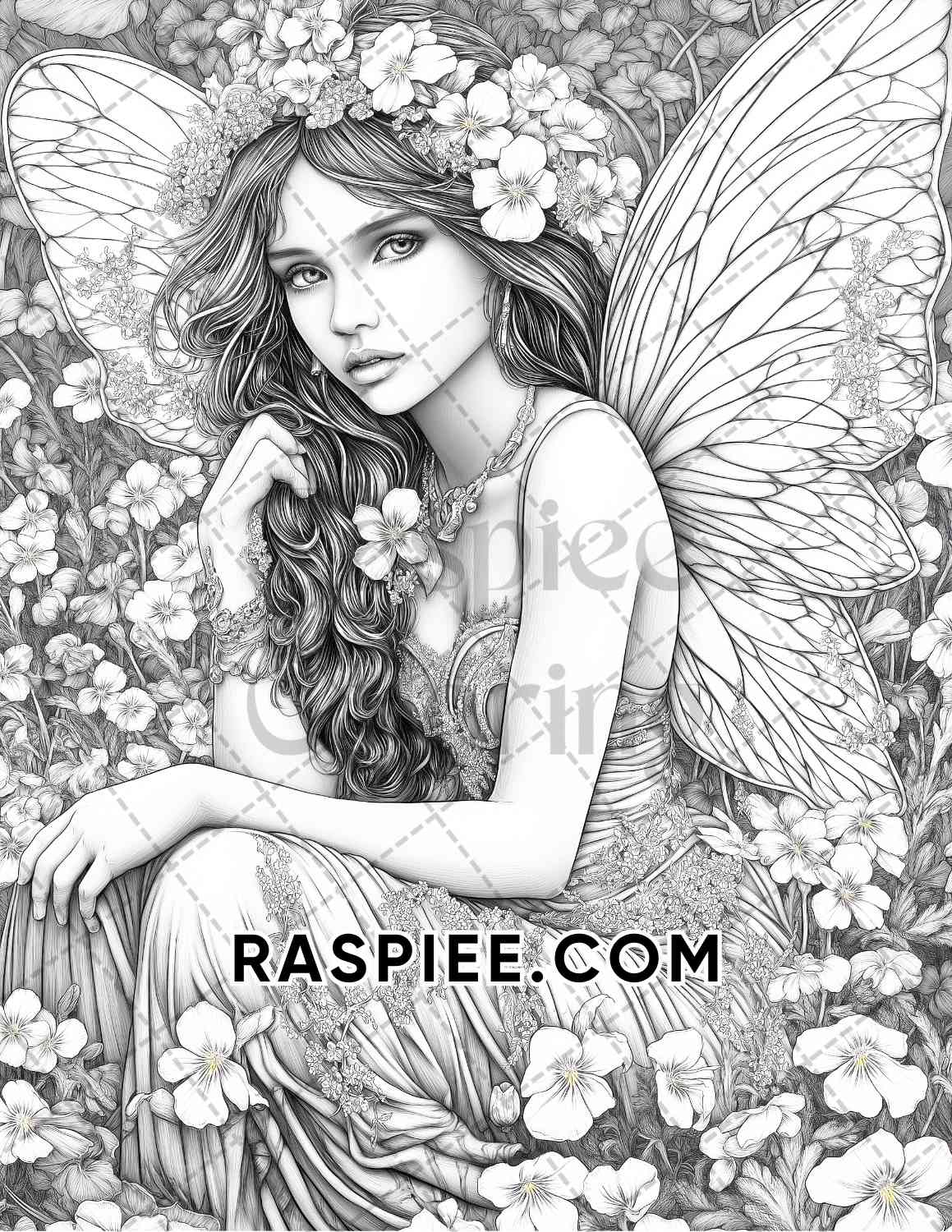 Fairy Beauties Portrait Adult Coloring Pages Printable PDF Instant Download