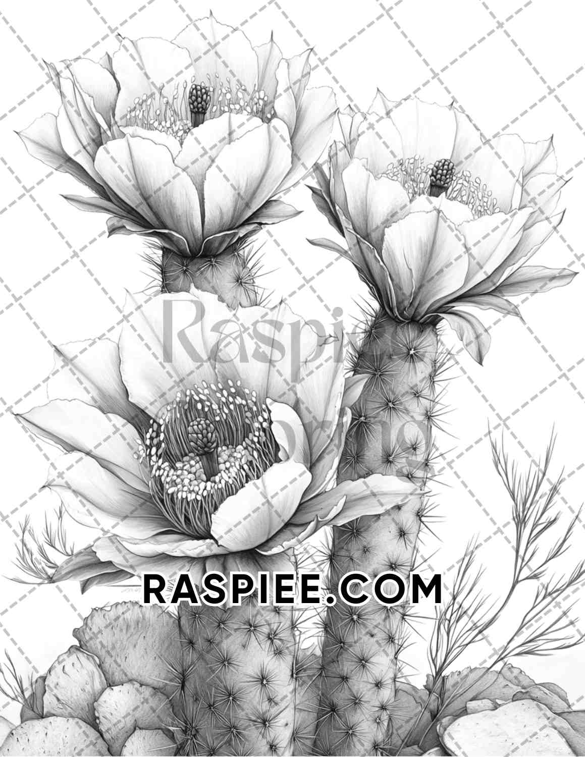 Succulent Blossoms Adult Coloring Pages Printable PDF Instant Download