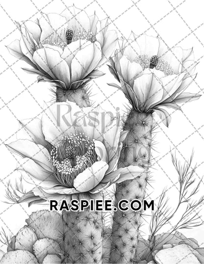 Succulent Blossoms Adult Coloring Pages Printable PDF Instant Download