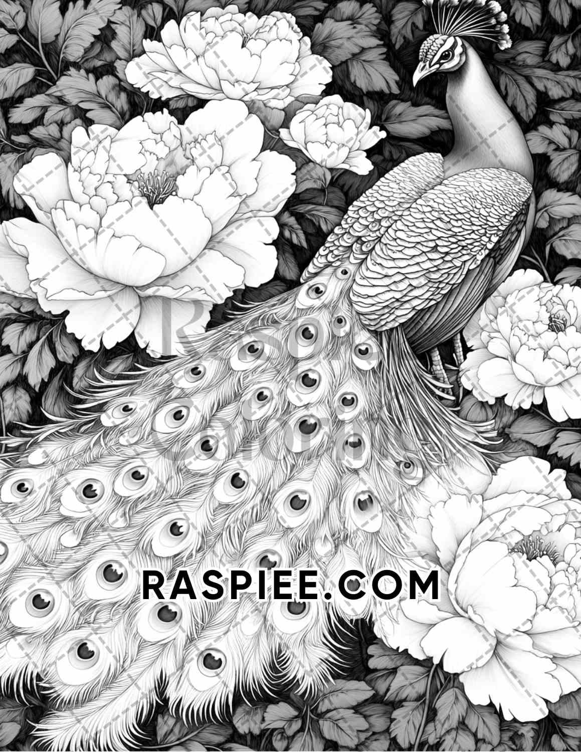 Flowers and Birds Adult Coloring Pages Printable PDF Instant Download - RASPIEE