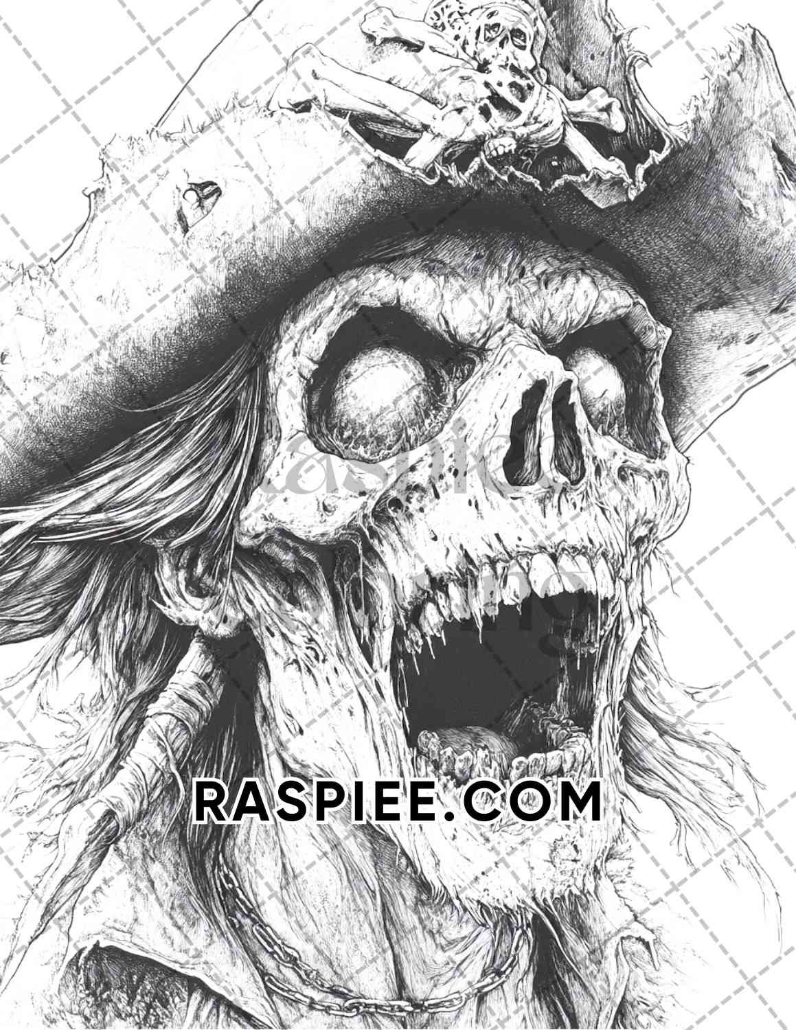 Zombie Pirates Halloween Adult Coloring Pages Printable PDF Instant Download