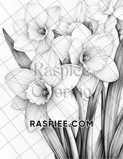 Seasonal Flowers Adult Coloring Pages Printable PDF Instant Download